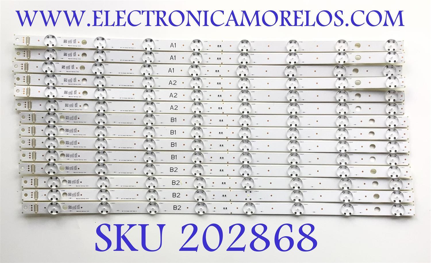 KIT DE LED'S PARA TV LG (INCOMPLETO SOLO 14 PIEZAS) / NUMERO DE PARTE 6916L-2564A / 6916L-2565A / 6916L-2566A / 6916L-2567A / 86'' V16 Stretch / Rev01 2 / PANEL LD860DBN-UJA1 / MODELO 86BH5C-B / NOTA IMPORTANTE:KIT CONSTA DE 20 PIEZAS EN TOTAL